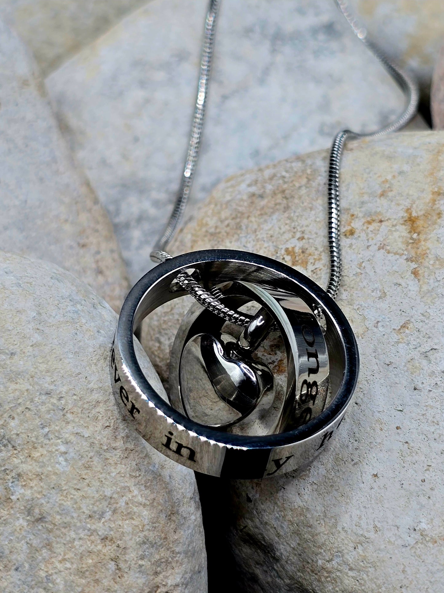 Stainless steel double circle with heart