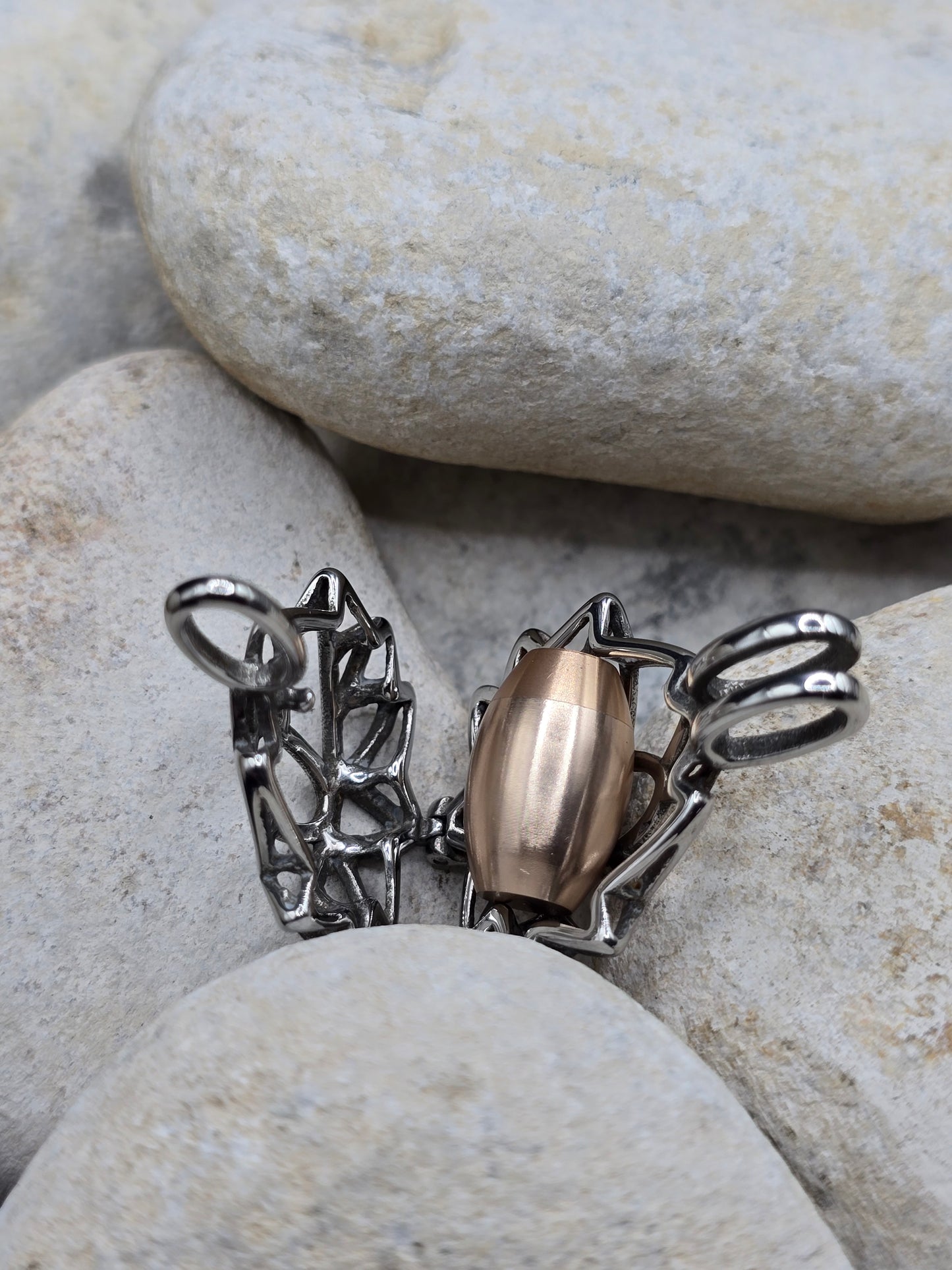 Stainless steel silver and rose gold Flower urn