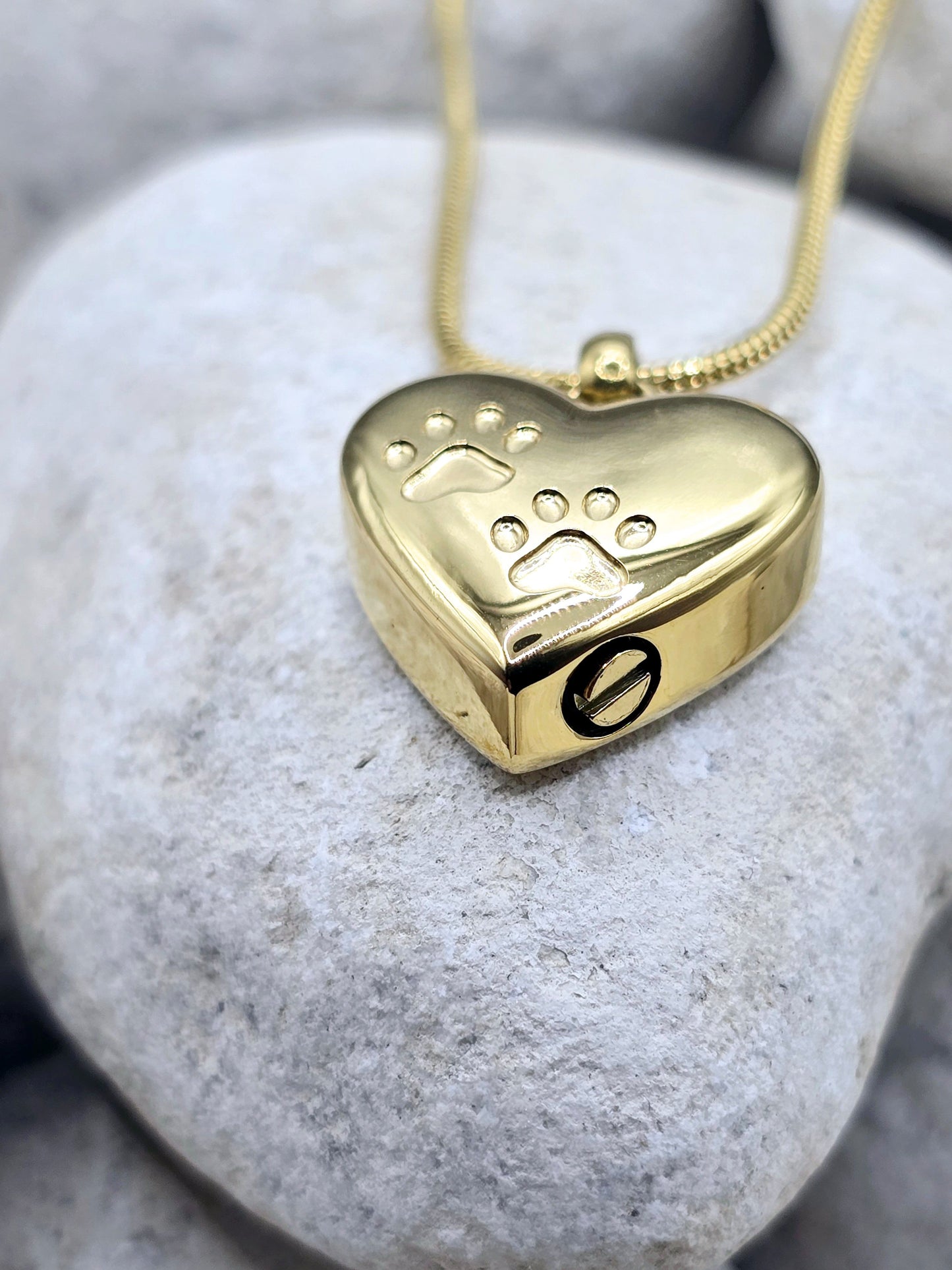 Gold heart pet urn necklace