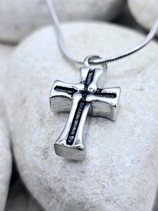 Cross urn pendant and chain