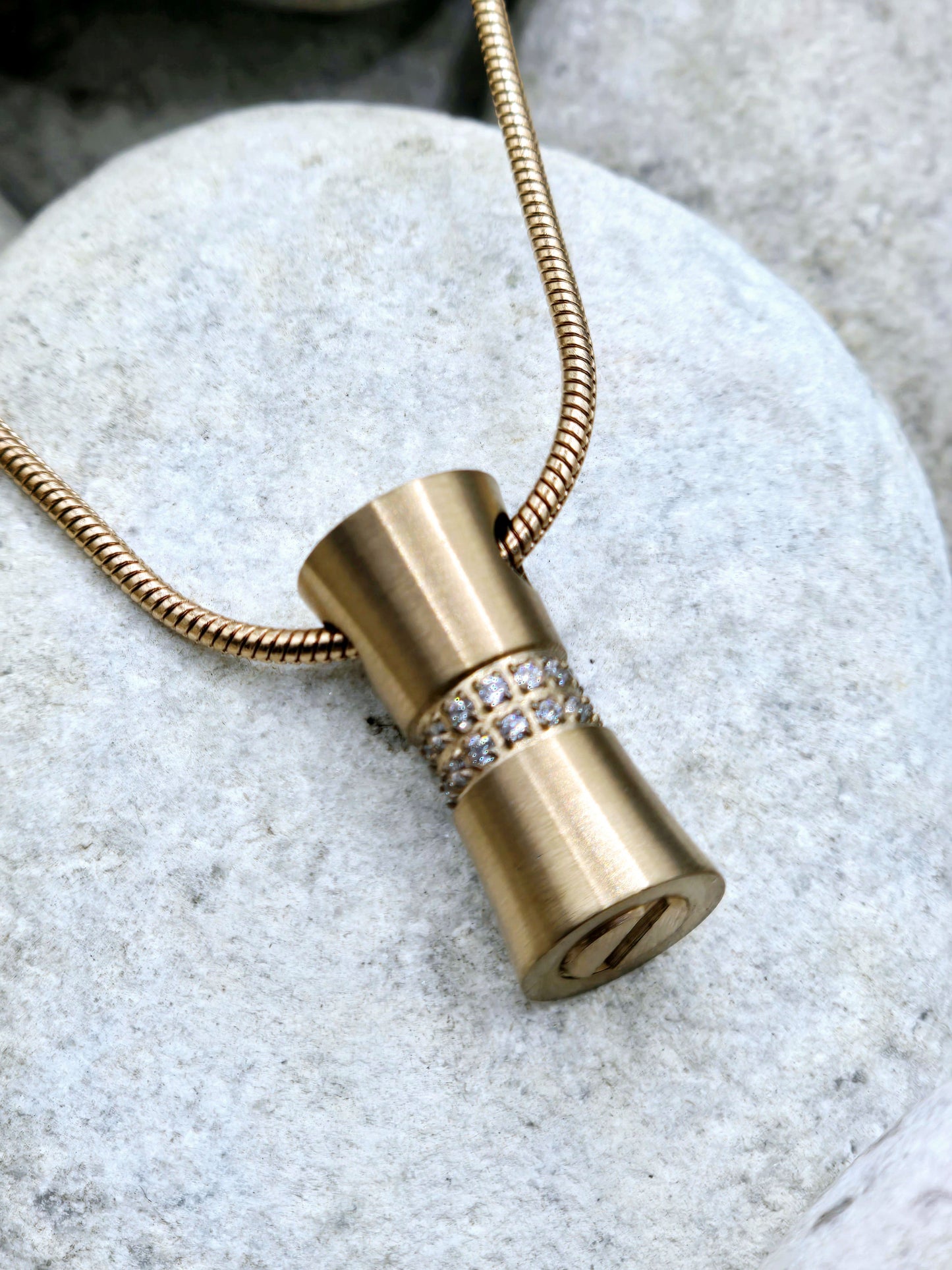 Rose gold stainless steel urn pendant and chain
