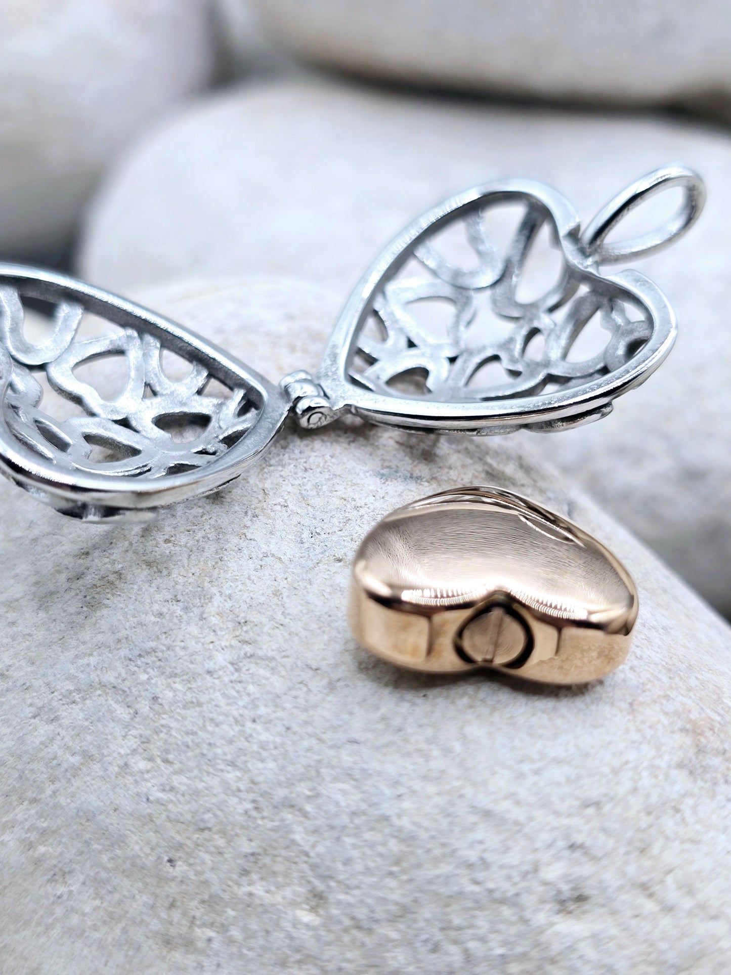 Heart cage urn pendant and chain