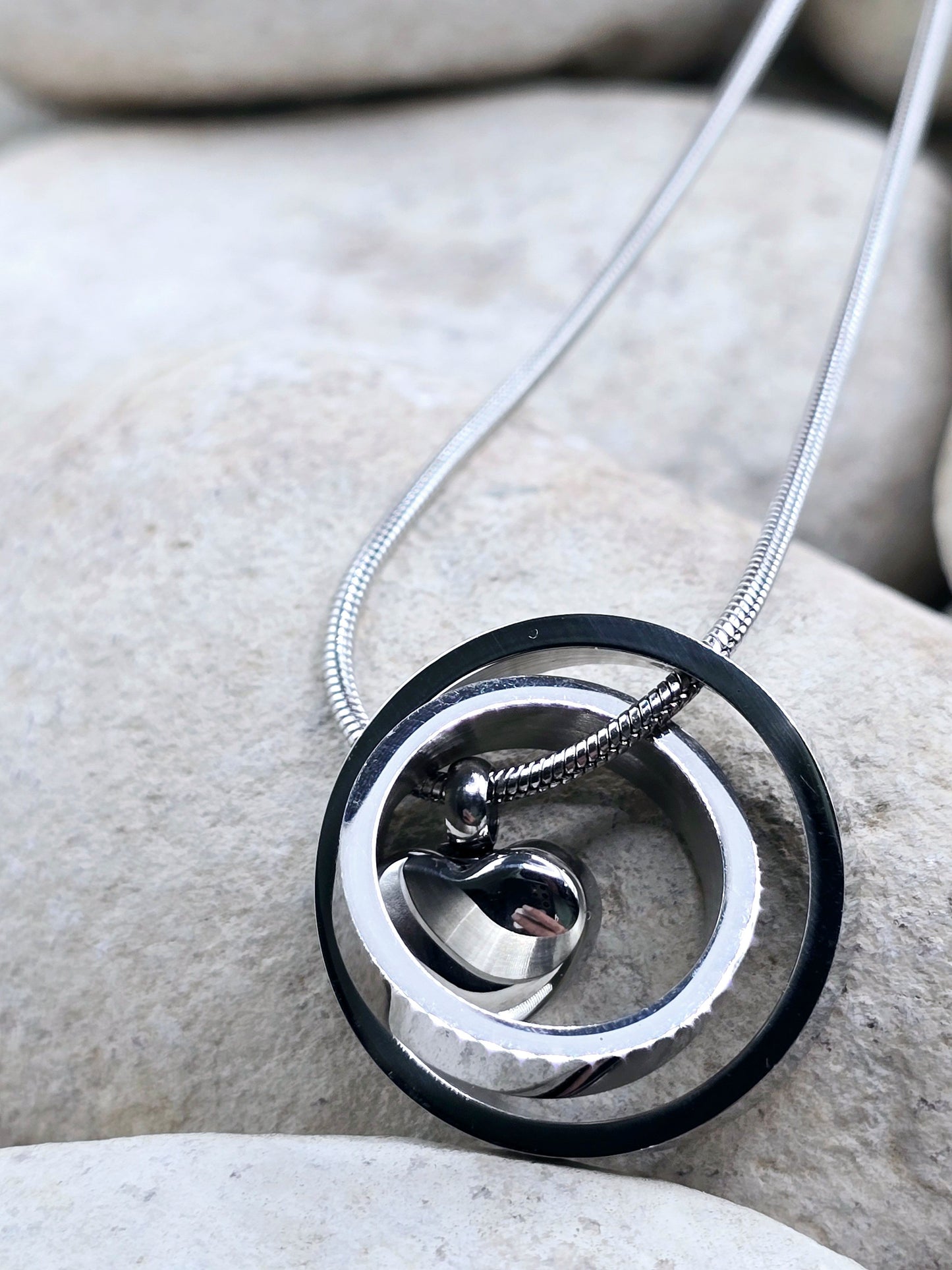 Double circle heart pendant and chain