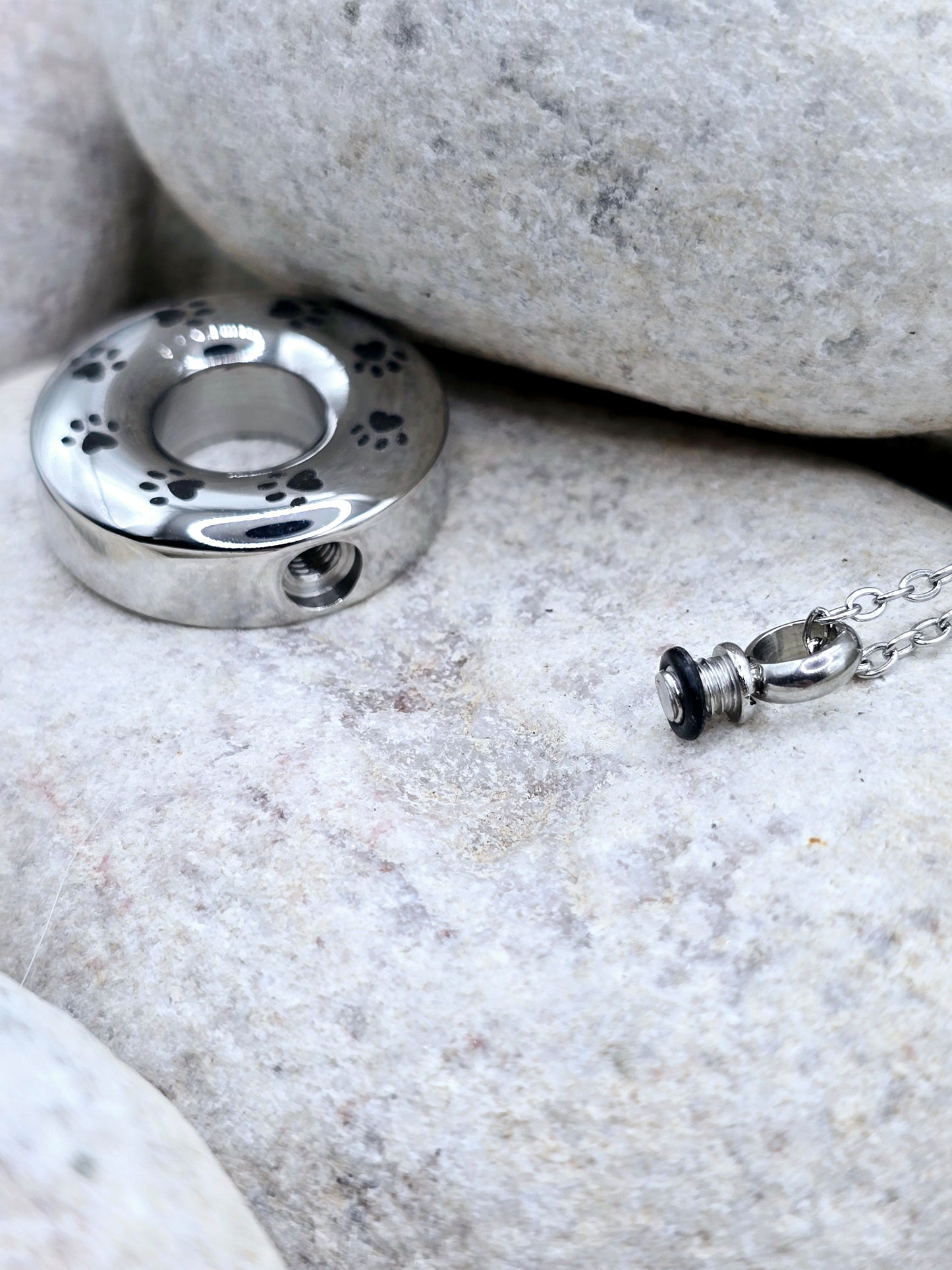 Donut shape pet urn necklace
