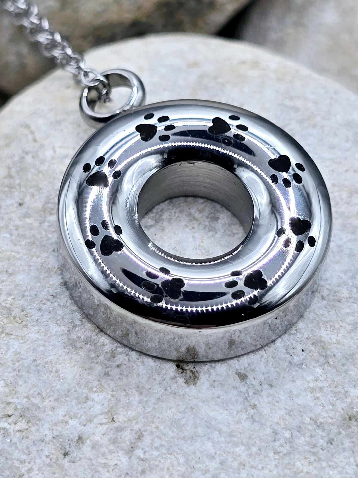 Donut shape pet urn necklace