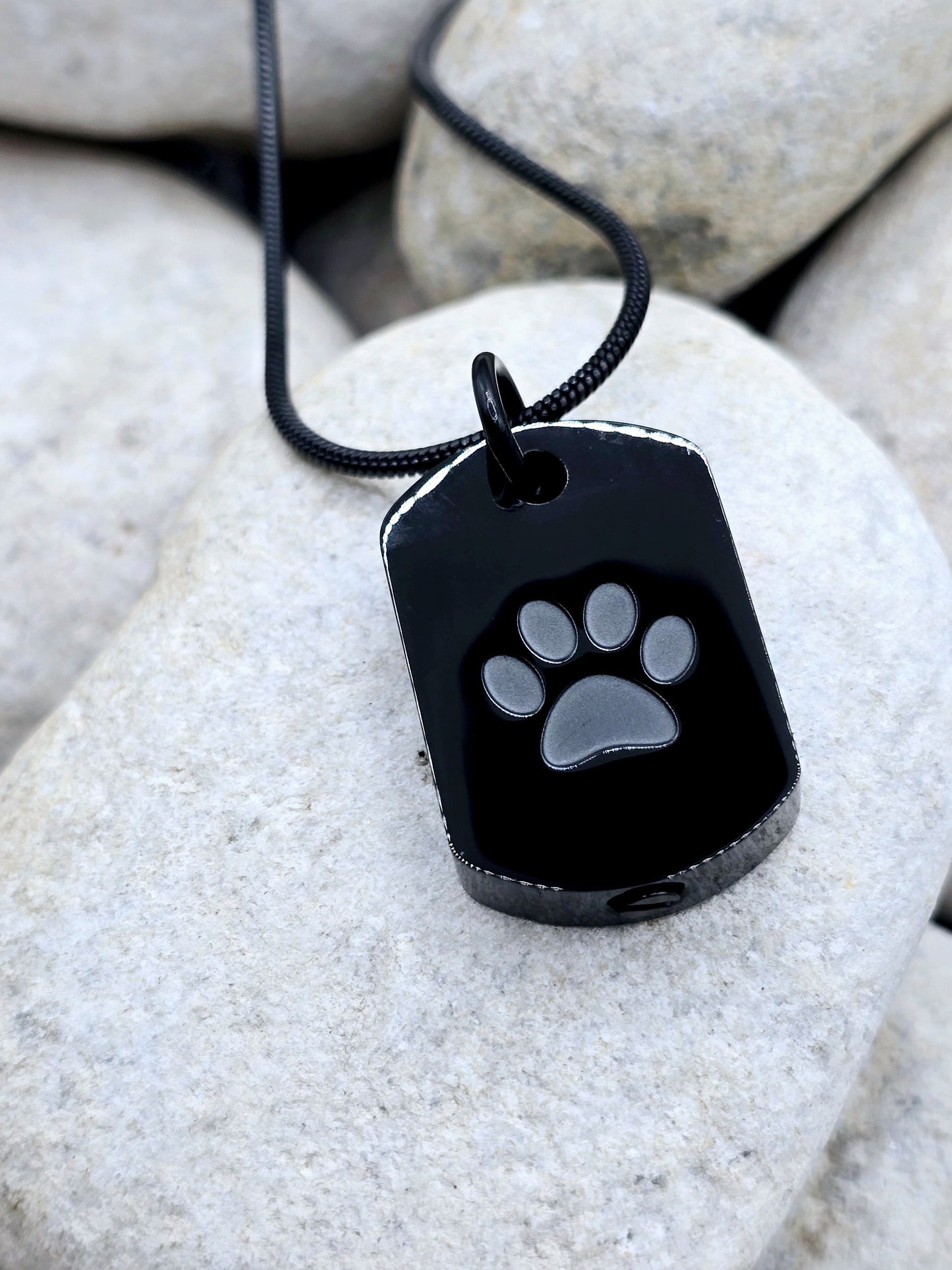 Black and bold pet urn necklace
