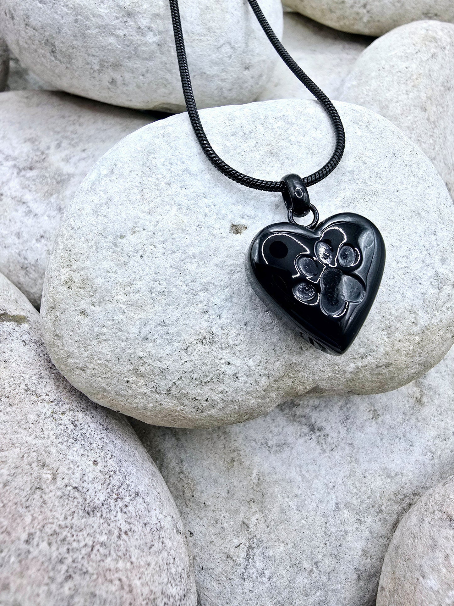 Black heart pet urn necklace