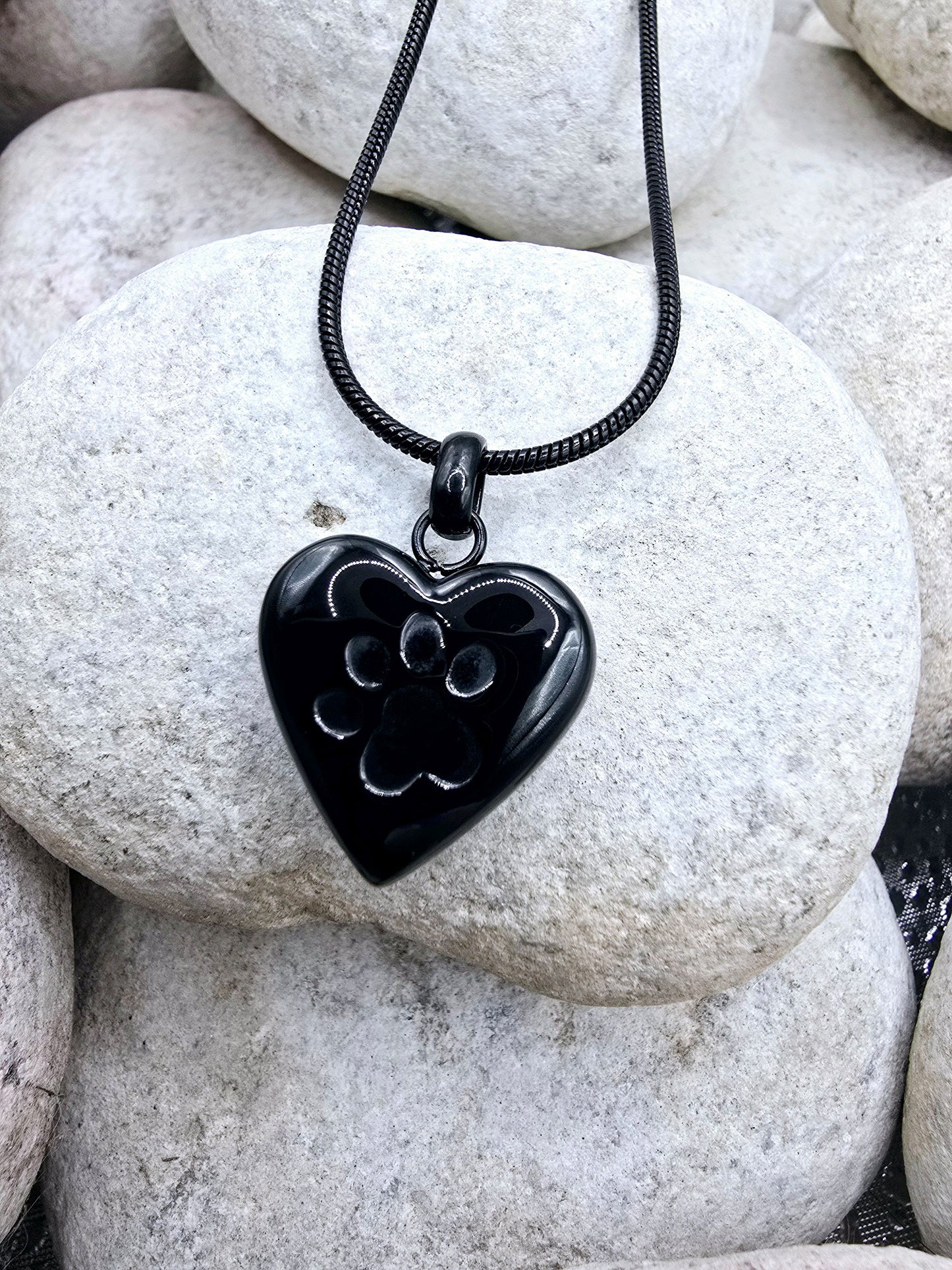 Black heart pet urn necklace