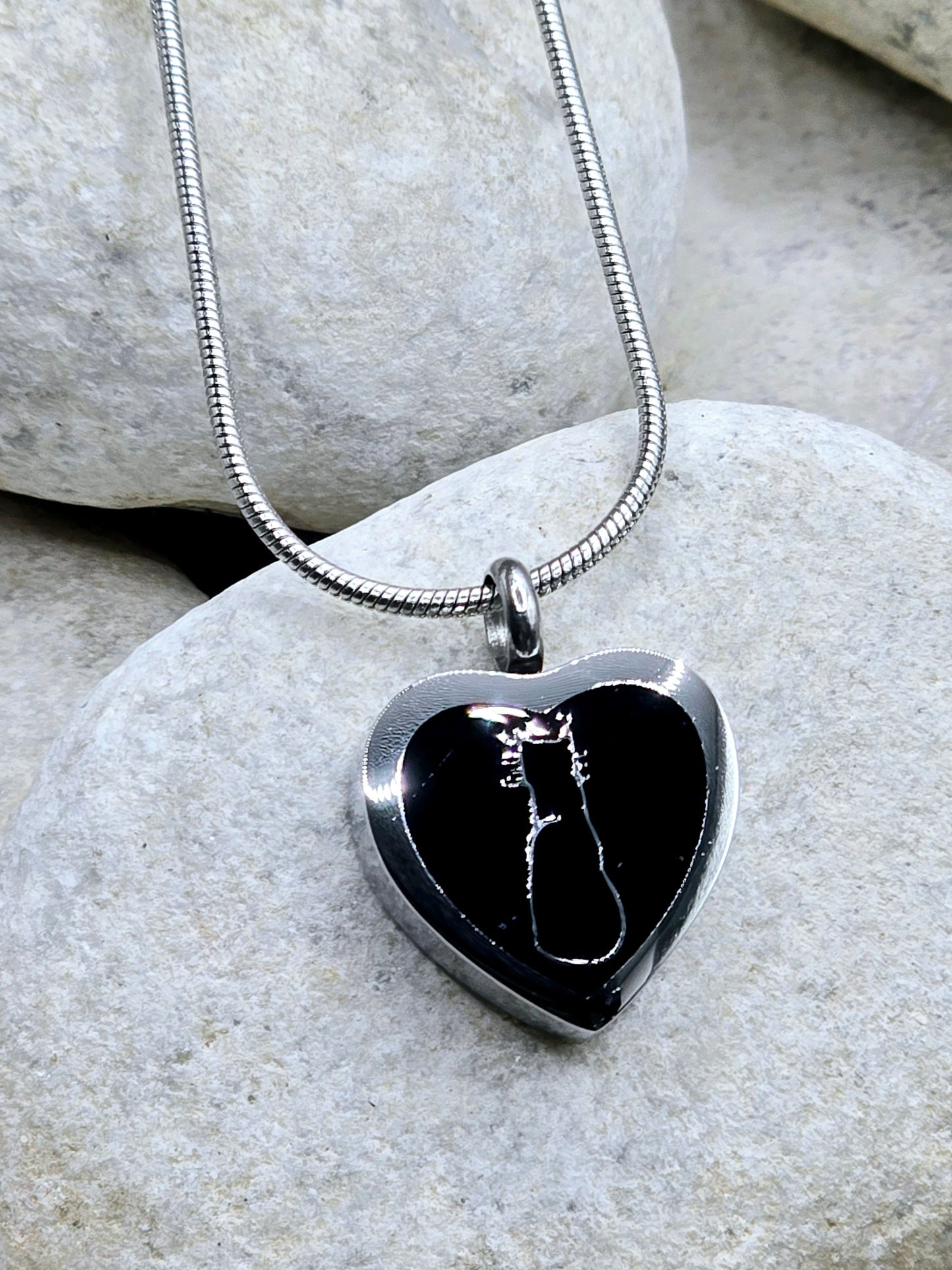 Heart with cat silhouette necklace
