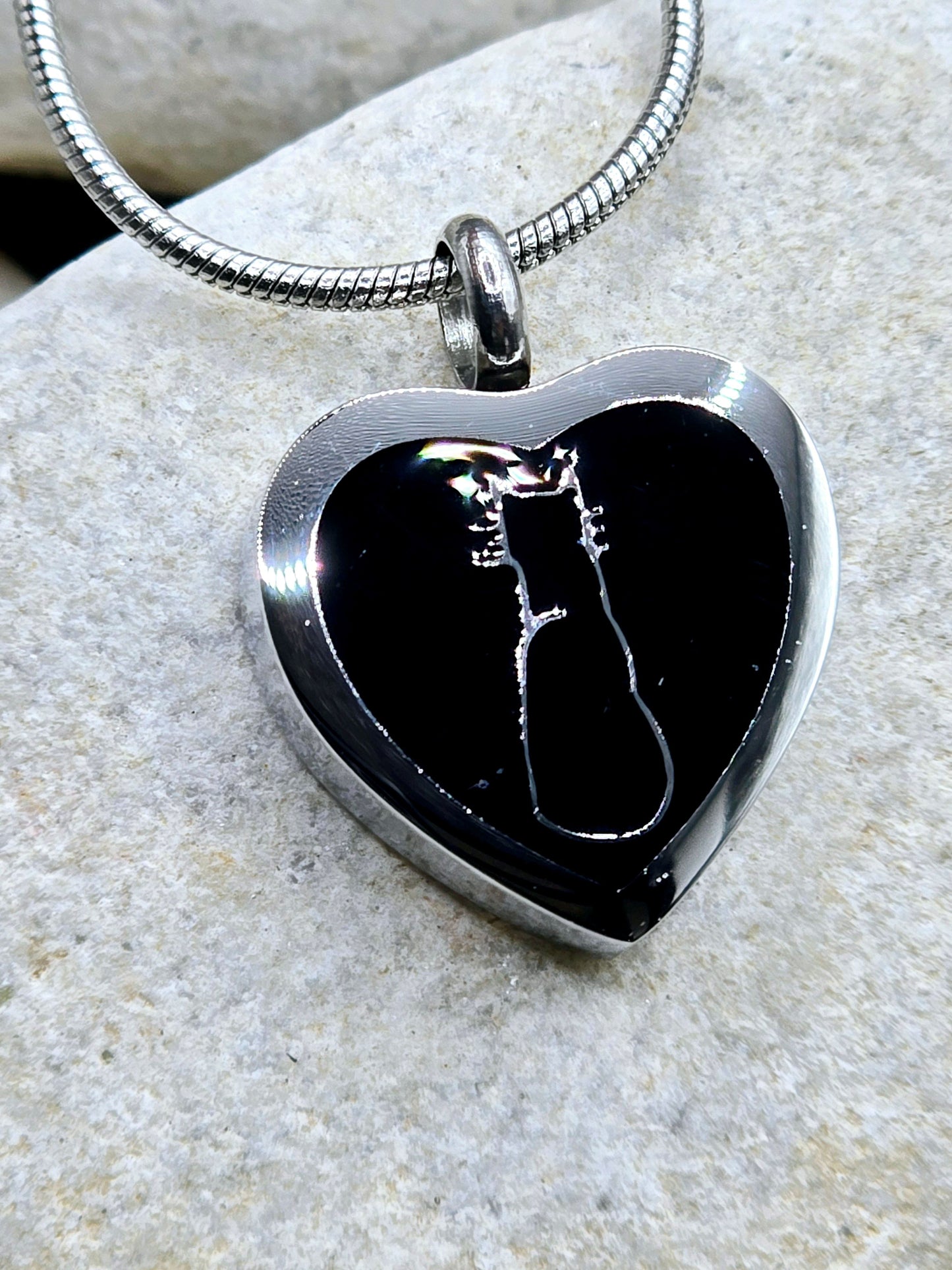 Heart with cat silhouette necklace
