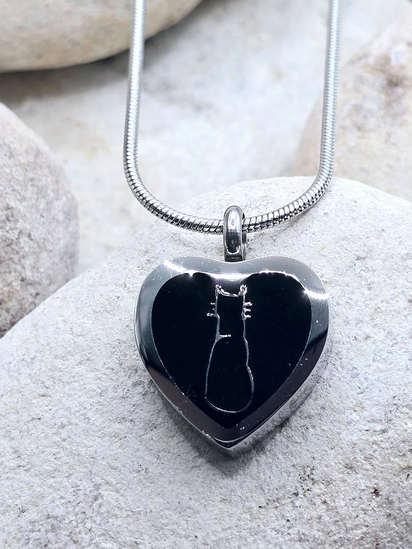Heart with cat silhouette necklace
