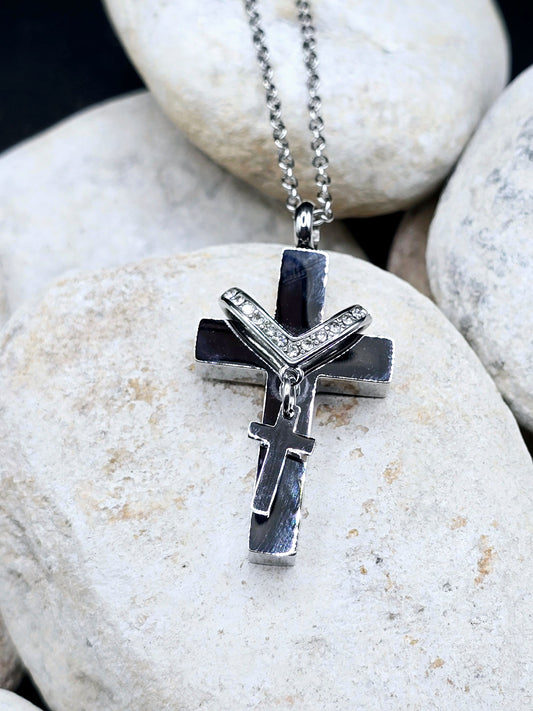 Elegant cross urn necklace