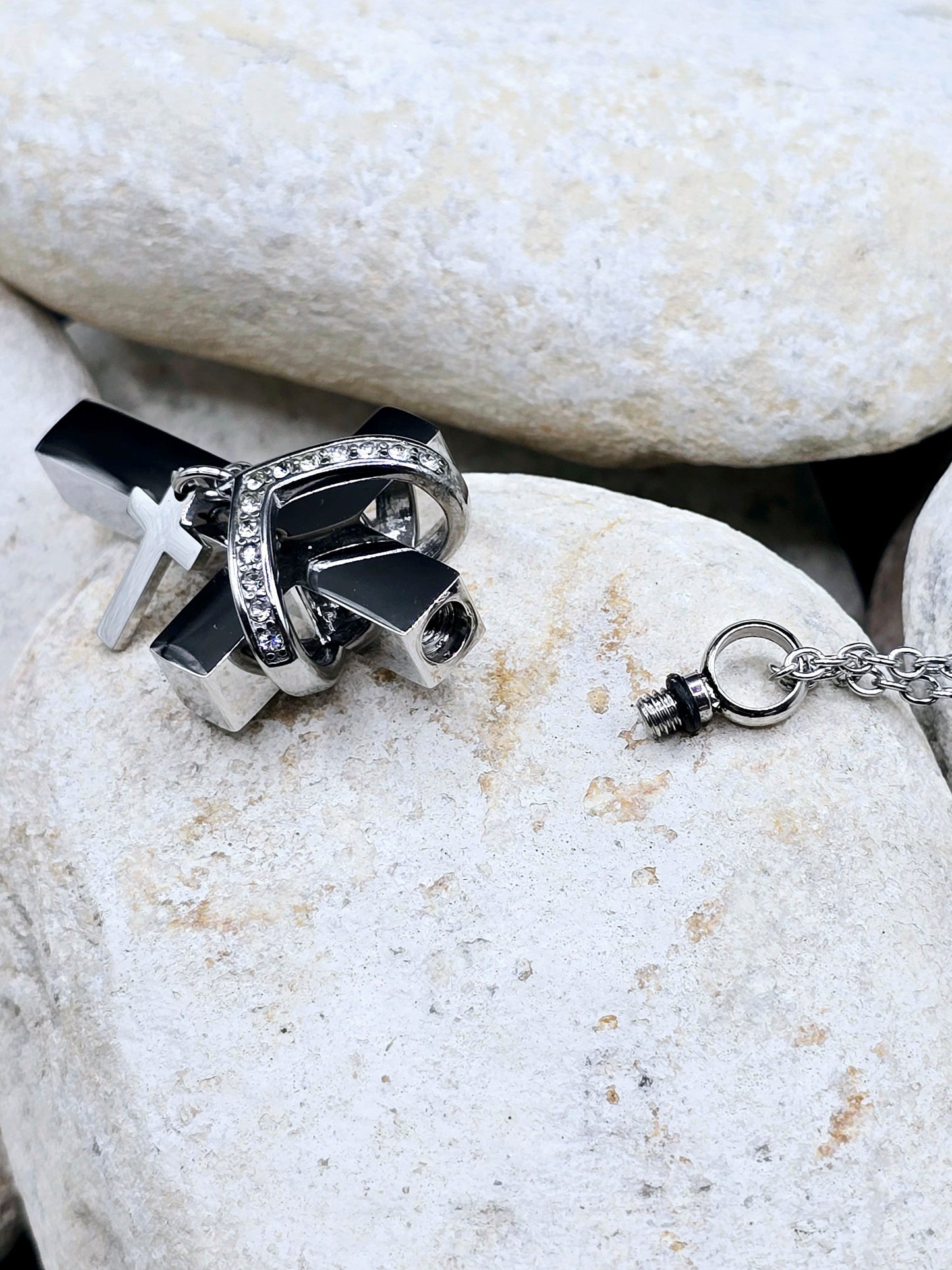 Elegant cross urn necklace