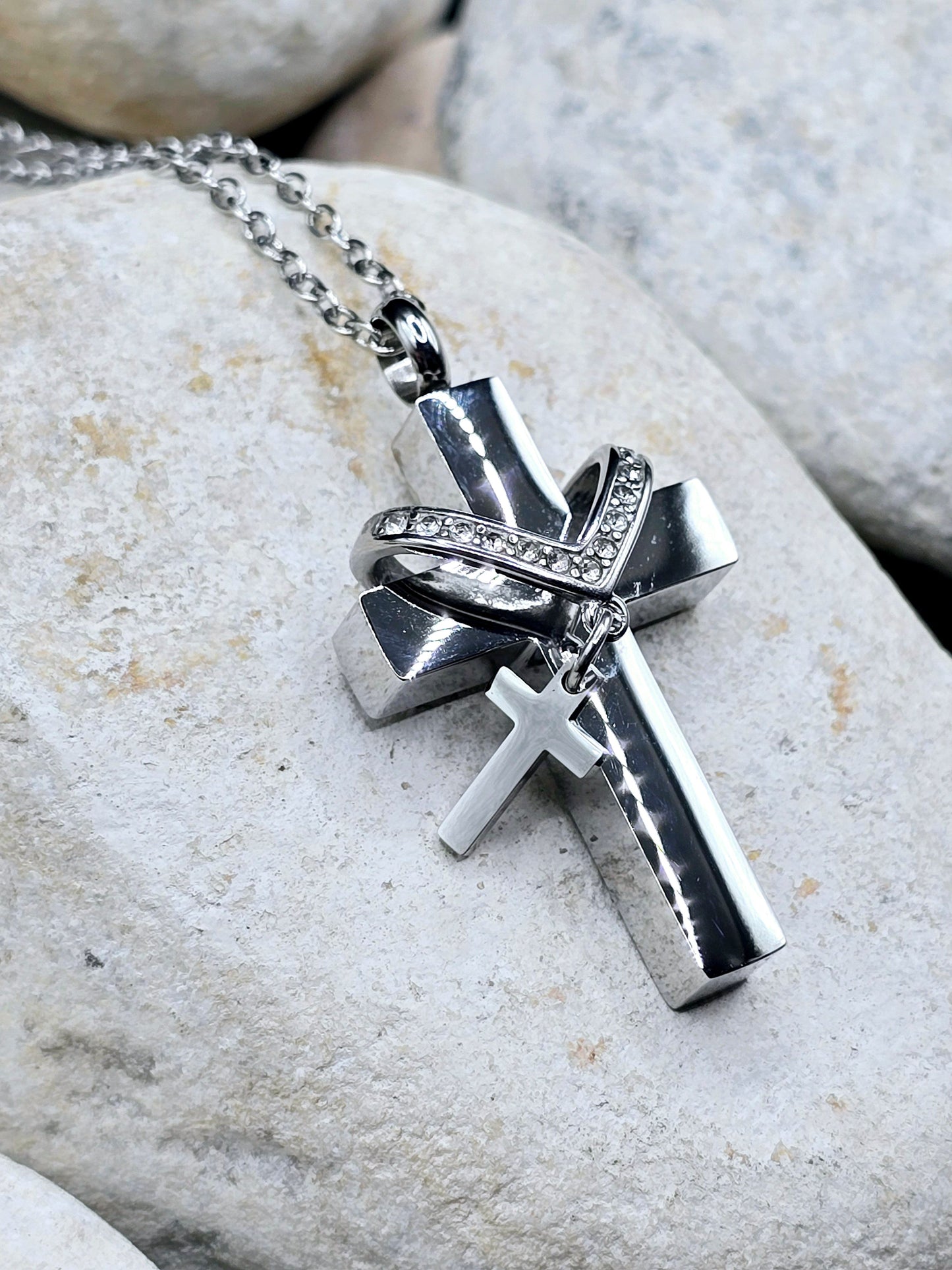 Elegant cross urn necklace