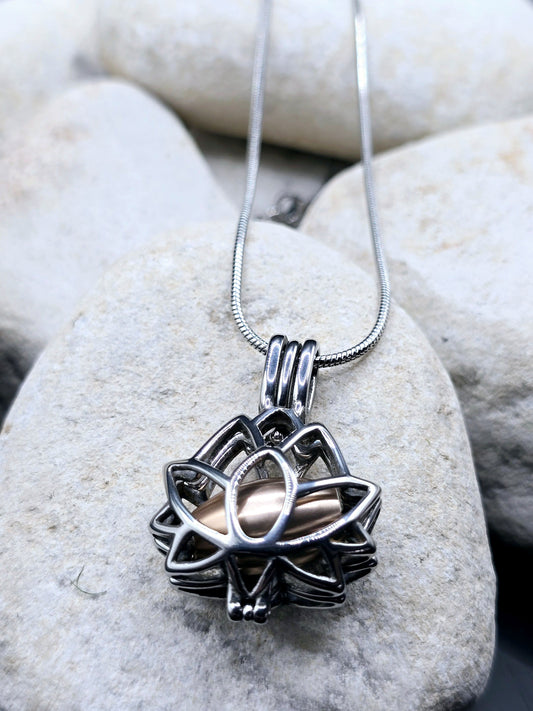 Lotus flower urn necklace