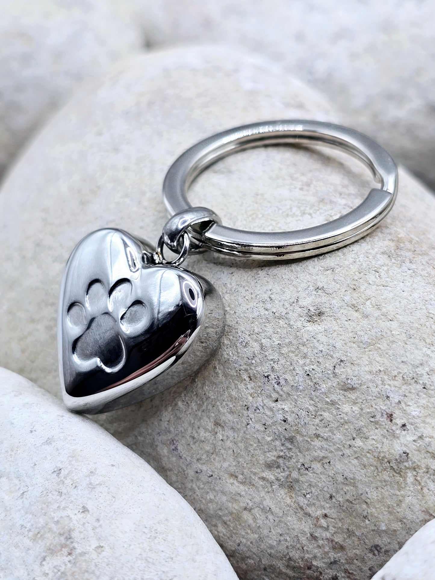 Silver heart pet urn keychain