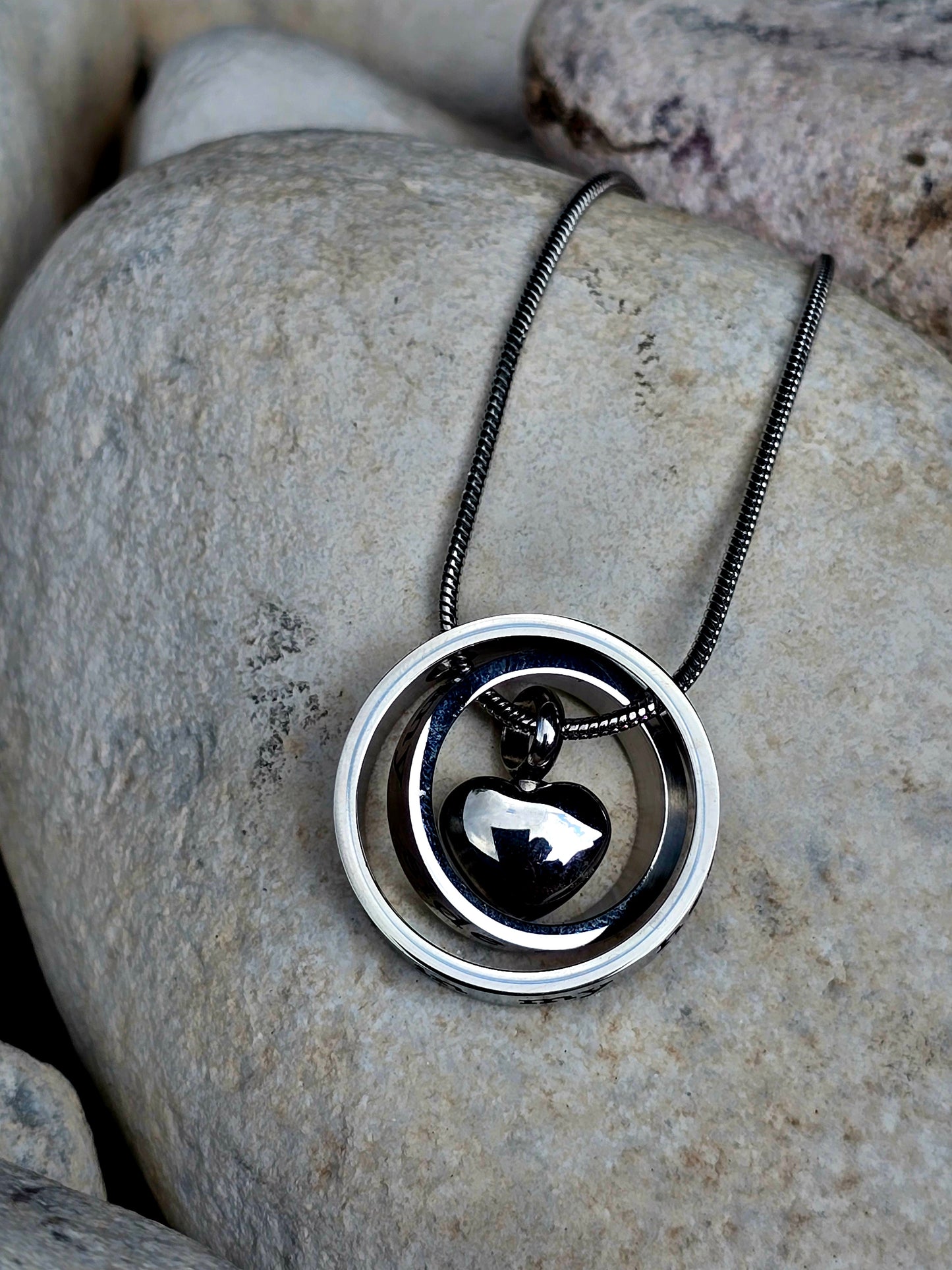 Stainless steel double circle with heart