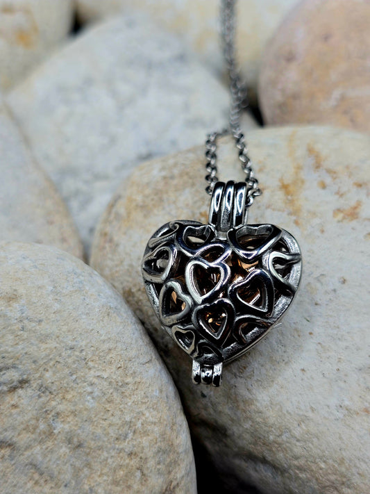 Stainless steel silver and rose gold hearts