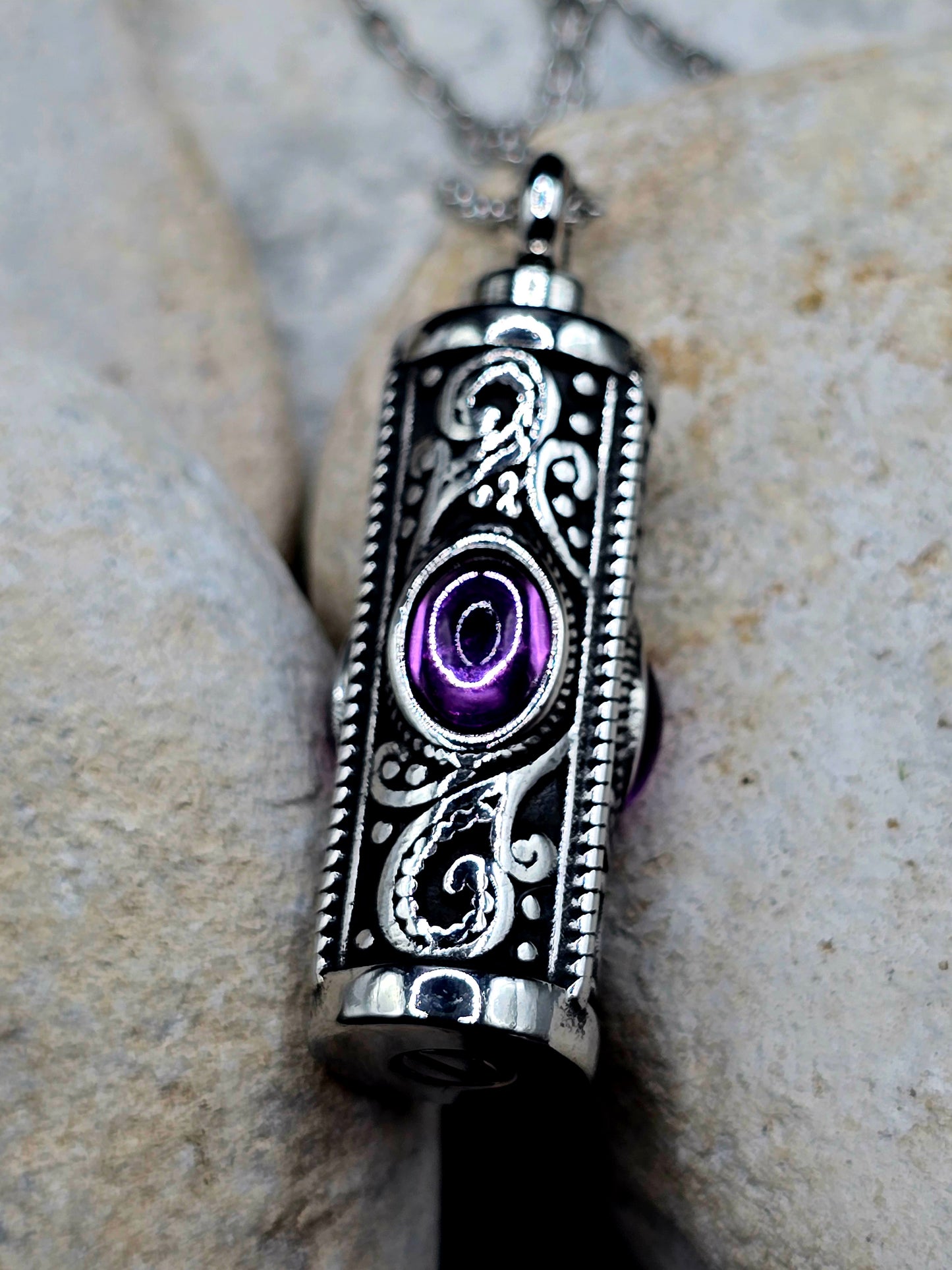 Stone Urn Necklace - Stainless Steel Memorial Jewelry